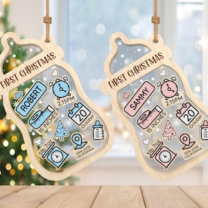 Personalisierte Babys erste Weihnachtsverzierung SVG, 4D Shaker Ornament SVG, Milchflasche Ornament SVG, Weihnachtsgeschenk svg, Laser Cut Glowforge