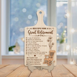 Recipe for a Great Retirement Cutting board svg, Retirement Gifts svg, Gift for Coworker, Home decor svg, Laser Cut Glowforge,Digital
