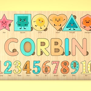 Quebra-cabeça personalizado de formato e número svg, quebra-cabeça para crianças, laser svg infantil, arquivo de quebra-cabeça infantil, kits de artesanato diy, corte a laser Glowforge, digital