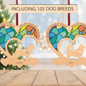 Personalisierter Verlust von Hund Ornament svg, mein Lieblings-hallo und mein härtester Auf Wiedersehen svg, Gedenkverzierung svg, Weihnachtsgeschenke, Laser-Schnitt-Glowforge