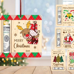 Santa Claus Money Holder Ornament svg, Merry Christmas Money Holder svg, Christmas Ornament svg, Christmas Gift svg, Laser Cut Glowforge