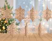 3D Snowflake Ornament svg bundle, 3D Christmas ornament svg, Christmas Ornament svg, Christmas decor svg,Laser Cut Glowforge, Digital