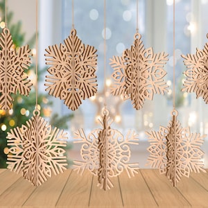 3D Snowflake Ornament SVG-bundel, 3D Christmas Ornament SVG, Christmas Ornament SVG, Christmas decor SVG, lasergesneden Glowforge, digitaal
