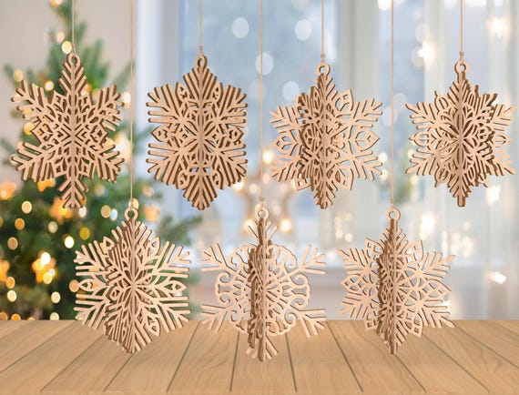 3D Snowflake Ornament svg bundle, 3D Christmas ornament svg, Christmas Ornament svg, Christmas decor svg,Laser Cut Glowforge, Digital