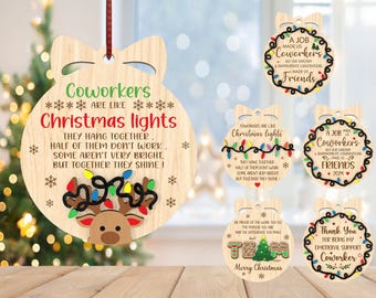 Paquete de adornos navideños SVG para mejores amigos, adornos SVG para compañeros de trabajo, adornos navideños divertidos en formato SVG, regalos de amistad en formato SVG, corte láser Glowforge