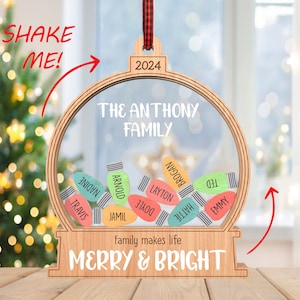 Personalisierte Familiennamen Weihnachtsverzierung SVG, 4D Shaker Ornament svg, Birne Ornament svg, Weihnachtsgeschenk svg, Laser Cut Glowforge, Digital