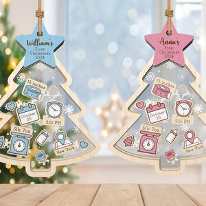Ornamento di Natale personalizzato per il primo bambino in formato SVG, ornamento Shaker 4D in formato SVG, ornamento dell'albero di Natale in formato SVG, regalo di Natale in formato SVG, Glowforge tagliato al laser