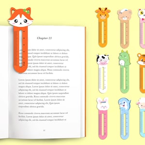 Cute Animal bookmark svg bundle, Kawaii Animal Bookmark with ruler svg, Animals Bookmark svg, Laser Cut Glowforge, Digital Download