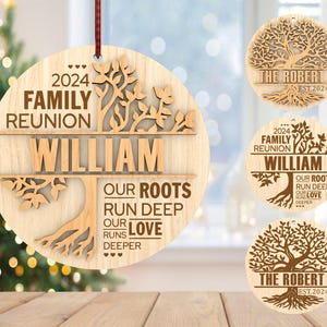 Personalisierte Familie Wiedersehen Ornament svg, Weihnachten Stammbaum Ornament svg, Baum des Lebens svg, Weihnachtsverzierung svg, Laser Cut Glowforge