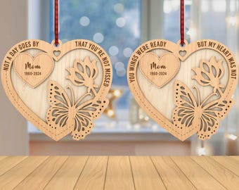 Personalized Butterfly Heart Ornament svg, Memorial Ornament svg, Christmas Gift svg, Loss Of Loved One, Remembrance svg,Laser Cut Glowforge