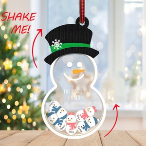 Ornamento de Natal personalizado da família do boneco de neve SVG, Ornamento Shaker 4D svg, Ornamento do boneco de neve svg, Presente de Natal svg, Corte a laser Glowforge