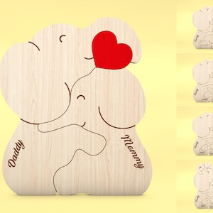 Personalisierte Elefantenfamilie Puzzleteile svg, Elefantenfamilie svg, Set 0-4 Babys, Geschenk für Familie, Laser Cut Glowforge, digitaler Download