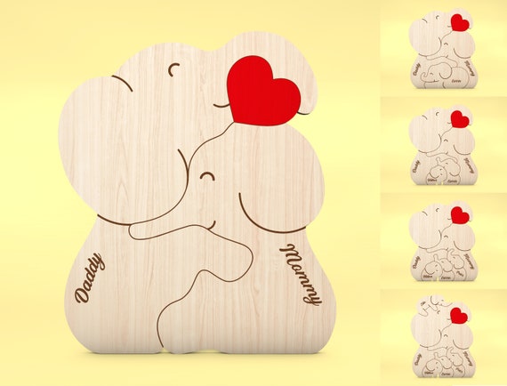 Personalized Elephant Family Puzzle Pieces svg, Elephant Family svg, Set 0-4 babies, Gift for Family, Laser Cut Glowforge,Digital Download
