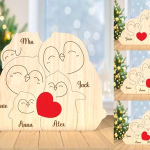 Personalisierte Pinguin Familie Puzzleteile svg, Pinguin Familie svg, Set 0-3 Babys, Geschenk für Familie, Weihnachtsgeschenk svg, Laser Cut Glowforge