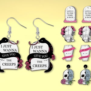 Pink Halloween Earring svg bundle,Goth Coffin Earring svg, Black Snake svg, Tombstone svg,Halloween Earrings svg,Laser Cut Glowforge,Digital