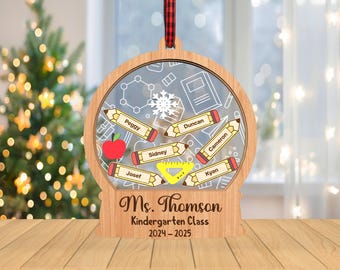 Personalized Teacher Christmas Ornament SVG, 4D Shaker Ornament svg, Teacher Ornament svg, Christmas Gift svg, Laser Cut Glowforge