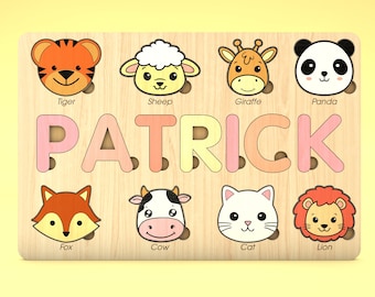 Personalized Animal Puzzle svg,Puzzle for kids,Kids laser svg,Children puzzle file,diy craft kits,Laser Cut Glowforge,Digital Download