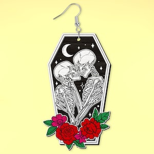 Floral Skeleton Couple Coffin Earring svg, Skeleton Earring svg,Coffin earring svg, Halloween Earring svg, Halloween svg,Laser Cut Glowforge