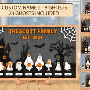 Gepersonaliseerde Halloween Ghost Family Sign SVG, Halloweenscène SVG, Ghost Family SVG, Halloween Sign SVG, Halloweendecor, Lasergesneden Glowforge