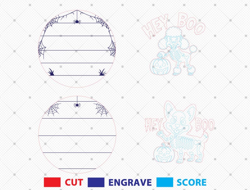 Hey Boo Skeleton Dog Door Hanger SVG, Halloween Corgi & Poodle Door ...