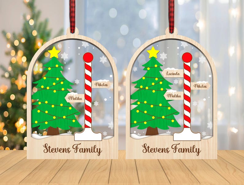 Personalized Family Names North Pole Ornament Svg, Christmas Ornament ...