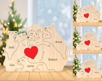 Personalisierte Löwenfamilie Puzzleteile svg, Löwenfamilie svg, Set 0-3 Babys, Geschenk für Familie, Laser Cut Glowforge, digitaler Download