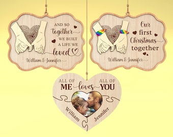 Personalized Couple Hands Ornament svg, Couple puzzle Ornament svg, Anniversary Gift svg, Christmas ornament svg, Laser Cut Glowforge