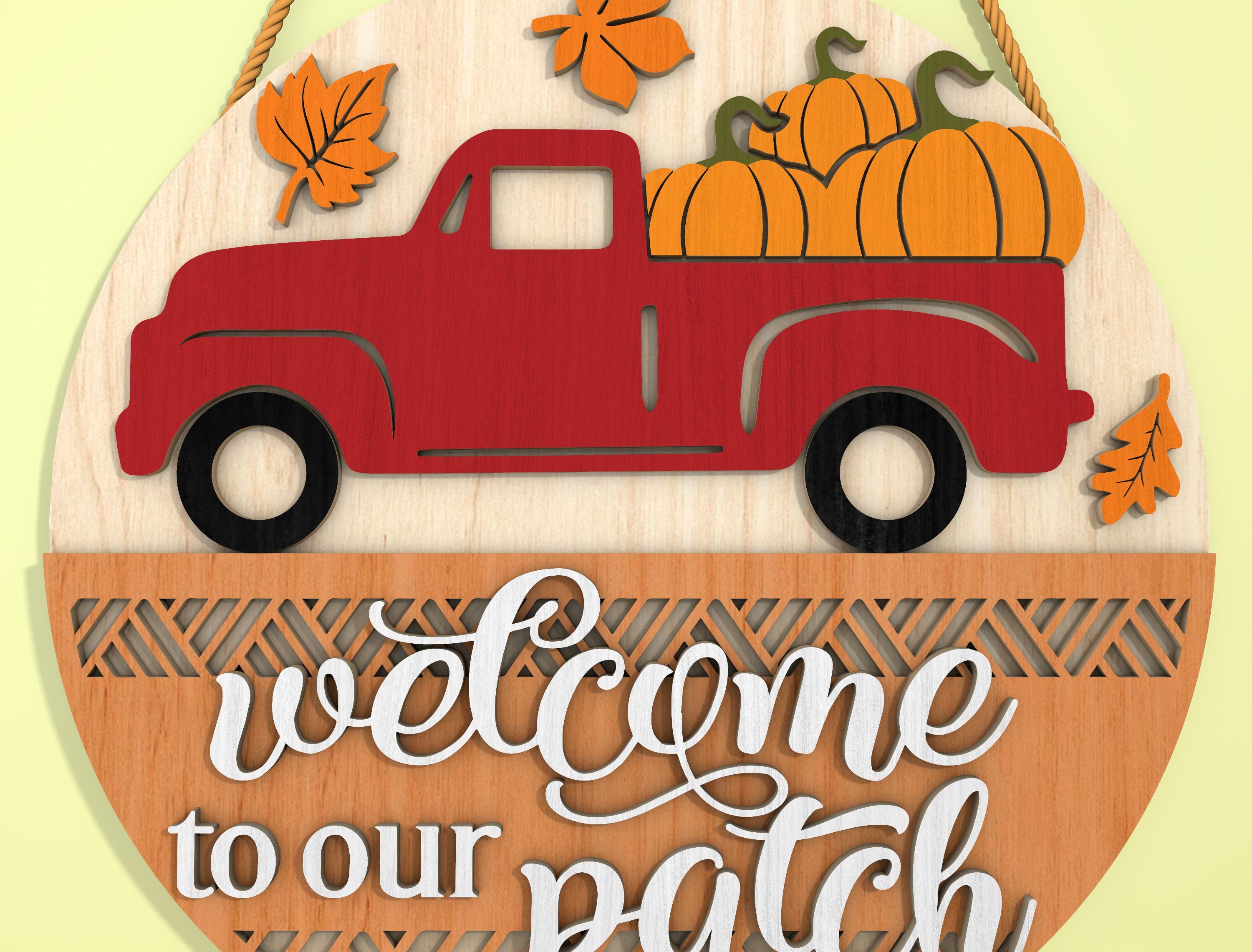 Personalized Welcome to Our Pumpkin Patch Door Sign SVG, Fall Sign SVG ...