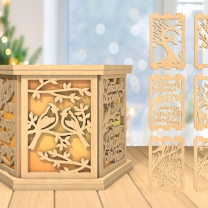 3D Cardinal Vogel Teelichthalter Laser Cut File, Gedenklampe svg, Kardinal svg, Gedenkzitat Kerzenlaterne svg, Laser Cut Glowforge