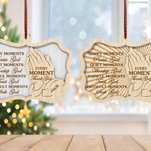 Ornamento cristiano personalizzato "Ogni momento grazie a Dio" in formato svg, ornamento cristiano di Gesù in formato svg, regalo di Natale in formato svg, taglio laser Glowforge, digitale