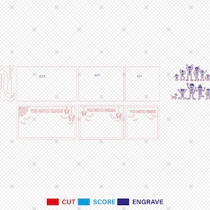 May include: A digital cut file design featuring a spooky Halloween theme. The design includes a banner with the text "This Month We're Spooky", a skeleton family, and a number "1" with a spider web design. The design is in pink and purple colours and is suitable for crafting projects.