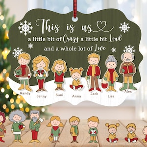 Ornamento personalizzato This Is Us svg, Membri della famiglia svg, Ornamento natalizio personalizzato per la famiglia svg, Regalo di Natale svg, Laser Cut Glowforge