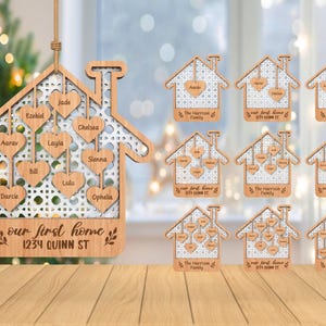 Adorno personalizado de la casa de Navidad svg, Adorno de apellido svg, Casa de Navidad de Rattan svg, Navidad svg, Corte láser Glowforge,Digital