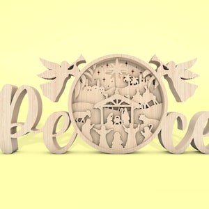 Multistrato Peace Scene Art svg, Natività svg, Scena di Natale svg, Nascita di Gesù svg, Pezzo d'arte a 6 strati, Laser Cut Glowforge, Digitale