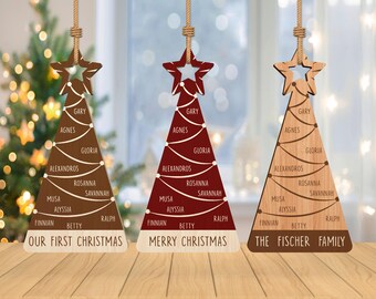 Personalized Christmas Tree Ornament svg, Family Tree Ornament svg, Family Tree  Names svg, Christmas ornament svg, Laser Cut Glowforge