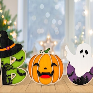 Halloween BOO Shelf Sitter svg, Pumpkin Ghost svg, Halloween Laser SVG, Halloween Shelf Sitter SVG,Laser Cut Glowforge,Digital