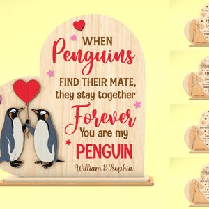 Letrero de corazón personalizado "Eres mi pingüino" en formato svg, letrero de pareja en formato svg, día de San Valentín, regalo para aniversario de marido y mujer, corte láser Glowforge