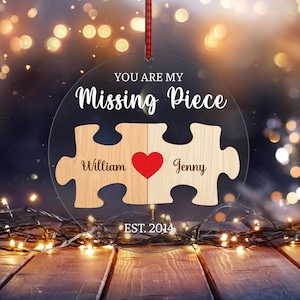 Adorno svg personalizado "Eres mi pieza faltante", adorno svg de pareja, regalo para amantes, regalo de aniversario svg, Glowforge cortado con láser