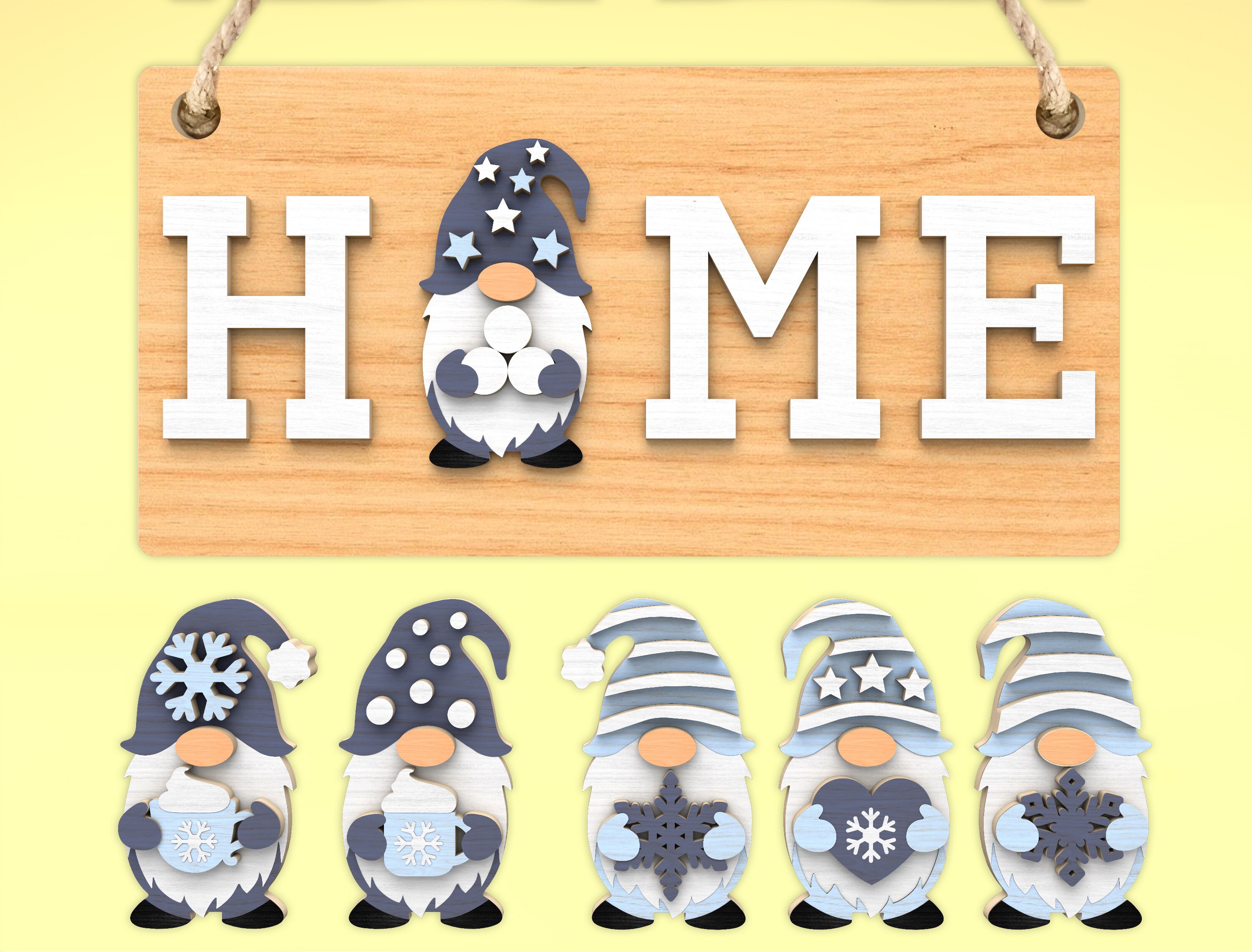 Interchangeable Cute Gnome Welcome Home Wooden Hanging Sign Svg Bundle ...