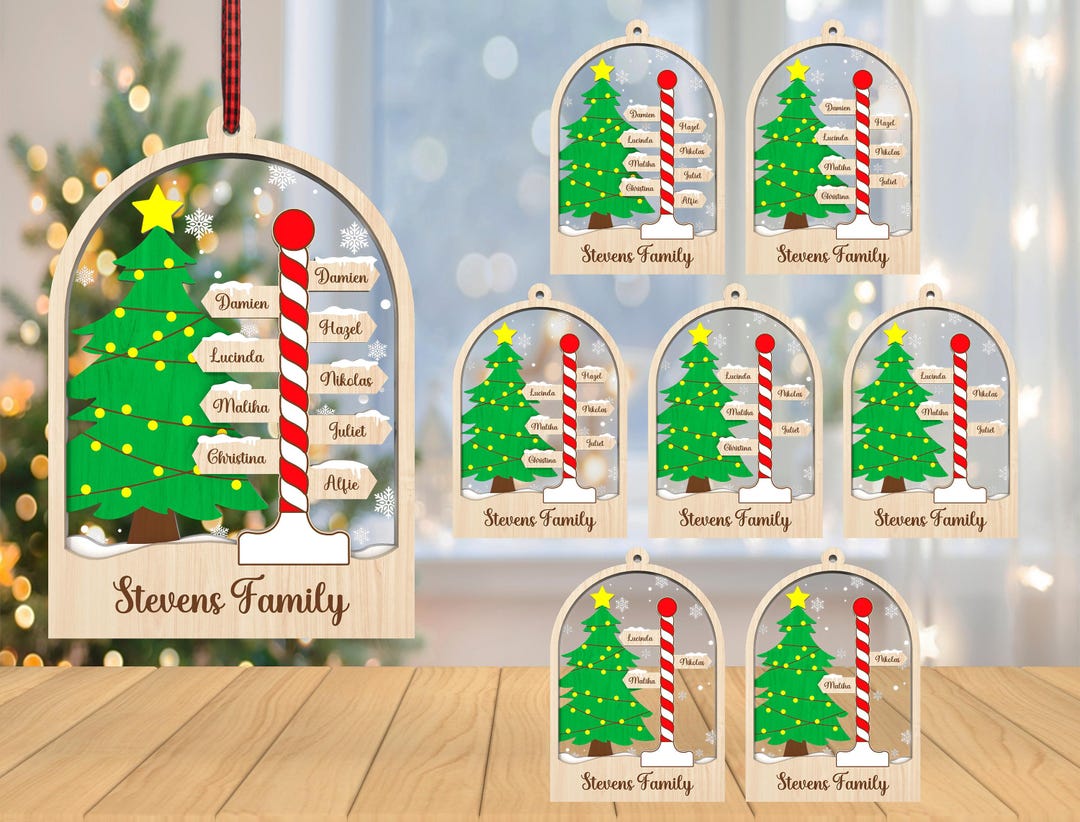 Personalized Family Names North Pole Ornament Svg, Christmas Ornament ...