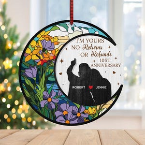 Ornamento personalizzato "Sono tuo, nessun reso o rimborso" in formato svg, ornamento di coppia personalizzato in formato svg, regalo di anniversario in formato svg, taglio laser Glowforge