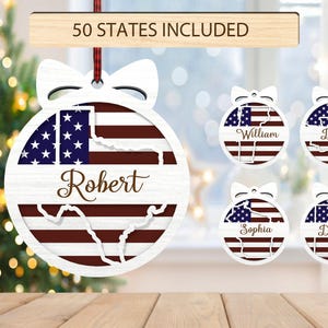 Personalized US States Christmas Ornament svg, Usa flag Ornament svg, Christmas ornament svg, Christmas Gift svg, Laser Cut Glowforge