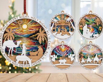 Christmas Nativity Ornament svg bundle, Nativity scene Ornament svg, Christmas Ornament svg, Christmas Gift svg, Laser Cut Glowforge