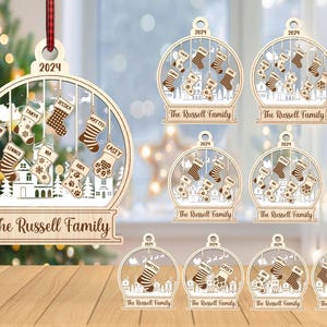 Personalisierte Hundeliebhaber Familie SnowGlobe Ornament svg, Weihnachtssocke Familie svg, Weihnachtsverzierung svg, Weihnachtsgeschenk svg, Laser Cut Glowforge