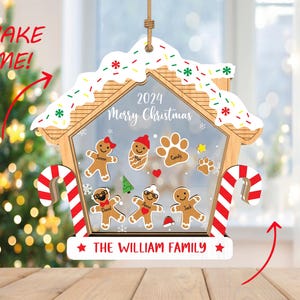 Ornamento personalizzato della casa di pan di zenzero SVG, ornamento Shaker 4D svg, ornamento del biscotto di pan di zenzero svg, regalo di Natale svg, taglio laser Glowforge