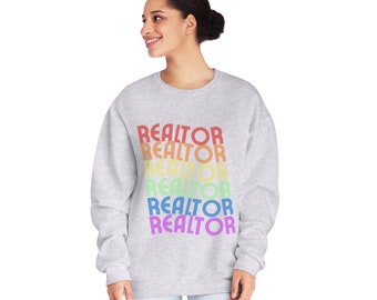 Rainbow Retro Realtor Closing gift Unisex NuBlend® Crewneck Sweatshirt