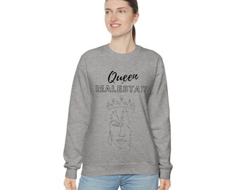 Real Estate Queen Heavy Blend Crewneck Sweatshirt Realtor Trendy