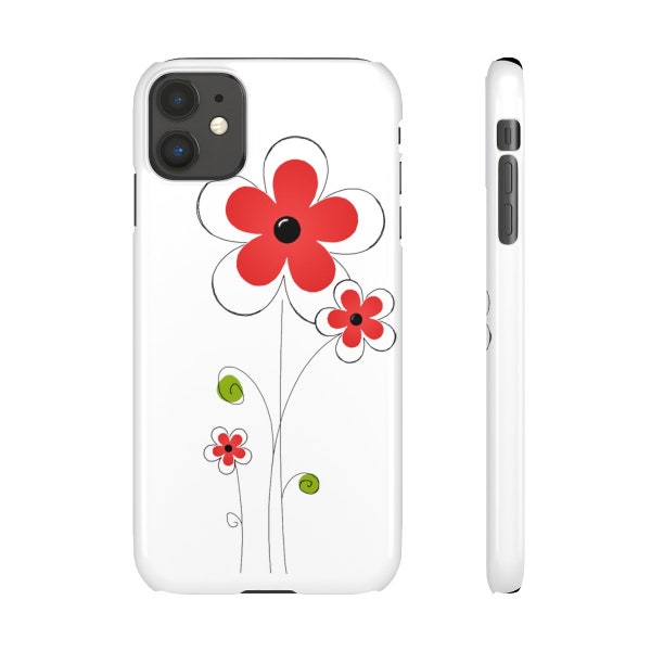 Étui smartphone avec fleurs rouges