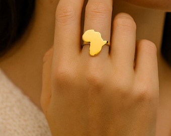 Bague plaquée or continent africain