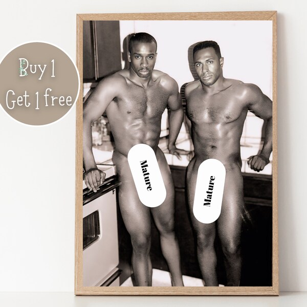 Arte Vintage Black Gay / Coppia gay / Foto Gay Nero / Uomo Gay Nero / Amore lgbtq nero / Re Nero / Stampa Gay Nero / Orgoglio Gay Nero